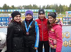 Биатлон Наталья Сорокина (Гусева) и Настя Калина с нашими РБ-болельщиками на Чемпионате России по летнему биатлону 2013