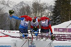 Паралимпийский спорт . Krasnaya Polyana (Russian Federation), 09/03/2014.- Gold medalist фото (photo)