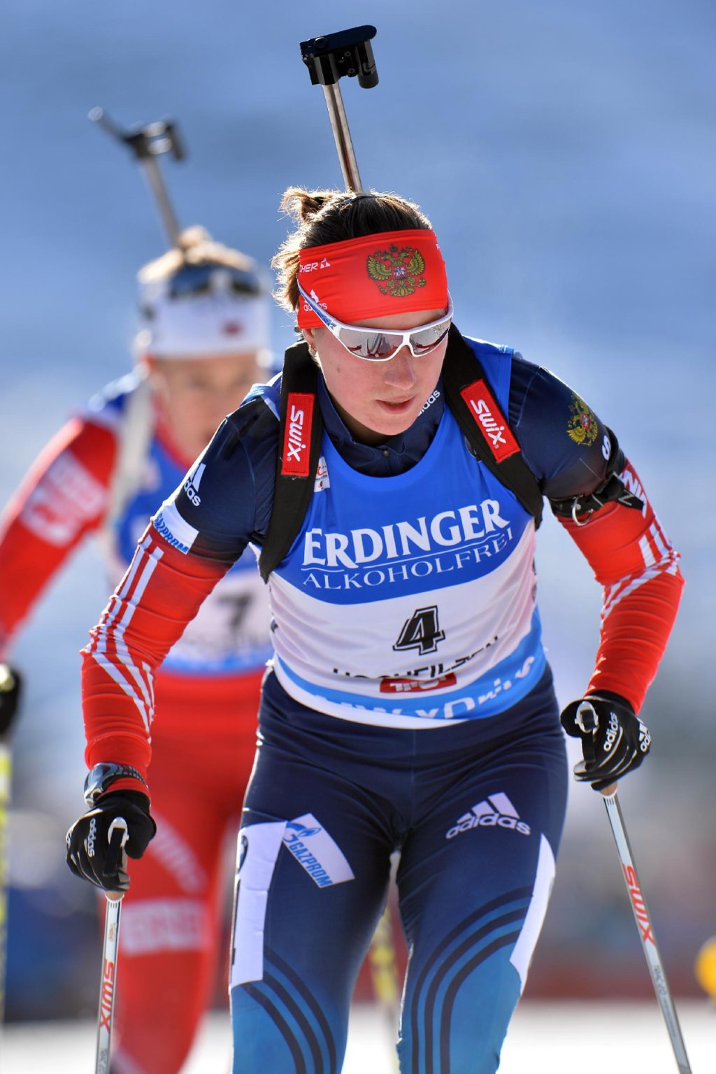 Russia's forth placed Olga Podchufarova skis during the women фото (photo)
