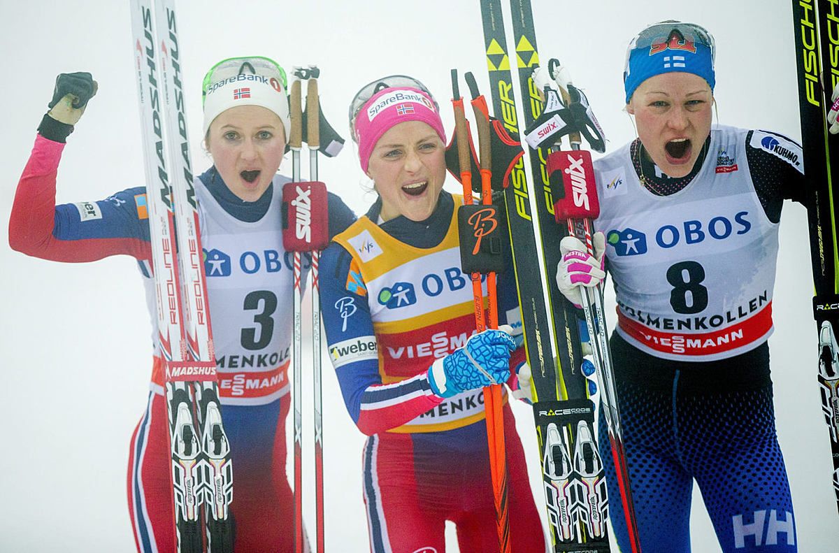 Winner Norway's Therese Johaug, second placed Norway' фото (photo)