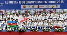 Единоборства Дзюдо в России (judo): JUDO-EURO-2016-MEN-TEAM-AZE-GEO-RUS-POL-PODIUM