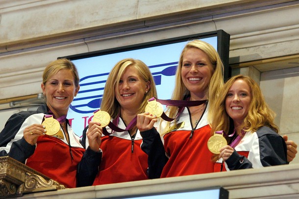 NEW YORK, NY — AUGUST 15: (L to R) U.S. Olympic gold medalists фото
