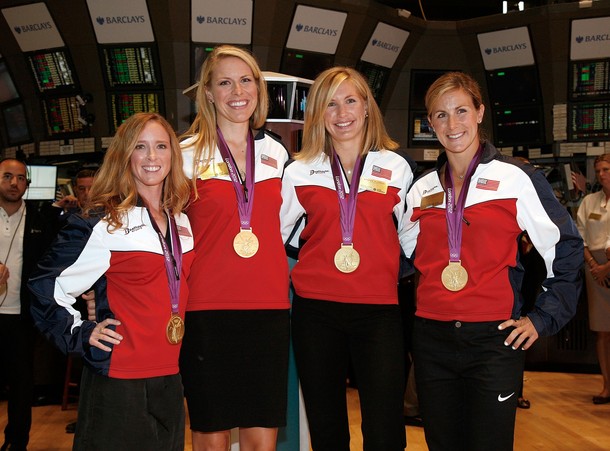 NEW YORK, NY — AUGUST 15: (L to R) U.S. Olympic gold medalists фото