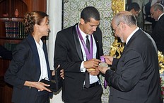 Летние Олимпийские игры Tunisian Prime Minister Hamadi Jebali (R) meets Olympic silver фото