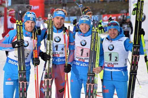 Картинки по запросу Российские спортсмены выиграли мужскую эстафету на чемпионате мира по биатлону в австрийском Хохфильцене.
