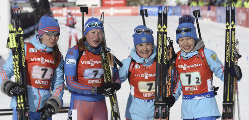 У сборной России бронза в женской эстафете 6 этапа Кубка мира по биатлону в Антхольц-Антерсельве