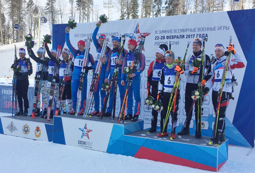 Мужская сборная России — первая, женская — вторая в гонках патрулей на зимних Всемирных военных играх в Сочи