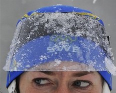 Sweden's Biathlete Anna Carin Oloffson-Zidek is shown during a training session at the Biathlon track at the Vancouver 2010 Olympics in Whistler, British Columbia, Thursday, Feb. 11, 2010.