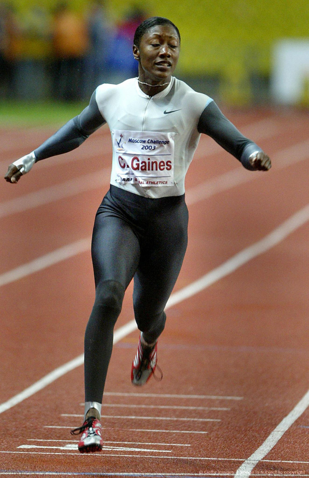 Легкая атлетика (track and field): US sprinter Chrystie Gaines runs to win
