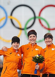 Конькобежный спорт Athletes from the Netherlands, from left to right, silver medallist фото (photo)