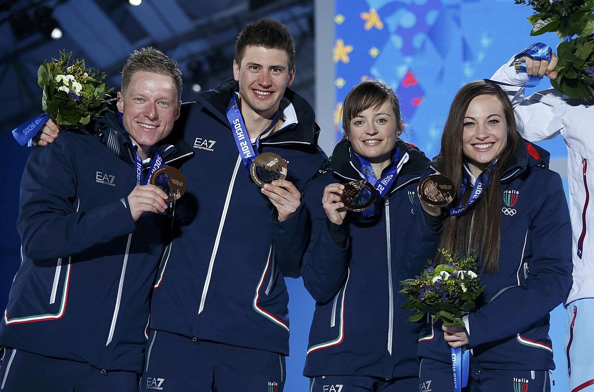 Bronze medallists Oberhofer, Wierer, Hofer and Windisch of Italy фото (photo)