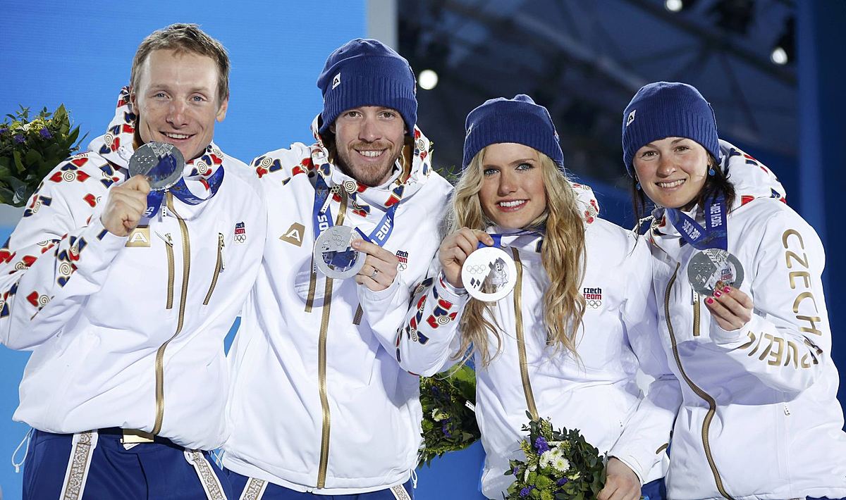 Silver medallists Vitkova, Soukalova, Soukup and Moravec of the фото (photo)