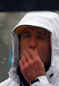 WHISTLER, BC - FEBRUARY 26: Men's biathlon coach Frank Ullrich of Germany looks on during the men's 4 x 7.5 km biathlon relay on day 15 of the 2010 Vancouver Winter Olympics at Whistler Olympic Park Cross-Country Stadium on February 26, 2010 in Whistler, Canada.