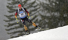 Arnd Peiffer of Germany competes during the men's 10 km sprint at the Biathlon World Cup in Ruhpolding, Germany, Saturday, Jan. 17, Peiffer placed...