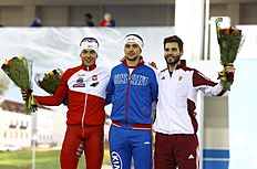 Конькобежный спорт Russia's Yuskov, who finished in first place, Brodka фото (photo)