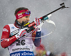 RUHPOLDING, GERMANY — JANUARY 13: Emil Hegle Svendsen of Norway in action during the Men's 20km Biathlon race at the IBU Biathlon World Cup Ruhpolding on January 13, 2016 in Ruhpolding, Germany.