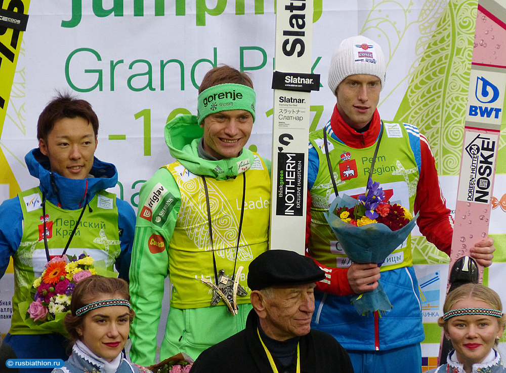 Россиянин Евгений Климов — бронзовый призер этапа Гран-при по прыжкам на лыжах с трамплина в Чайковском