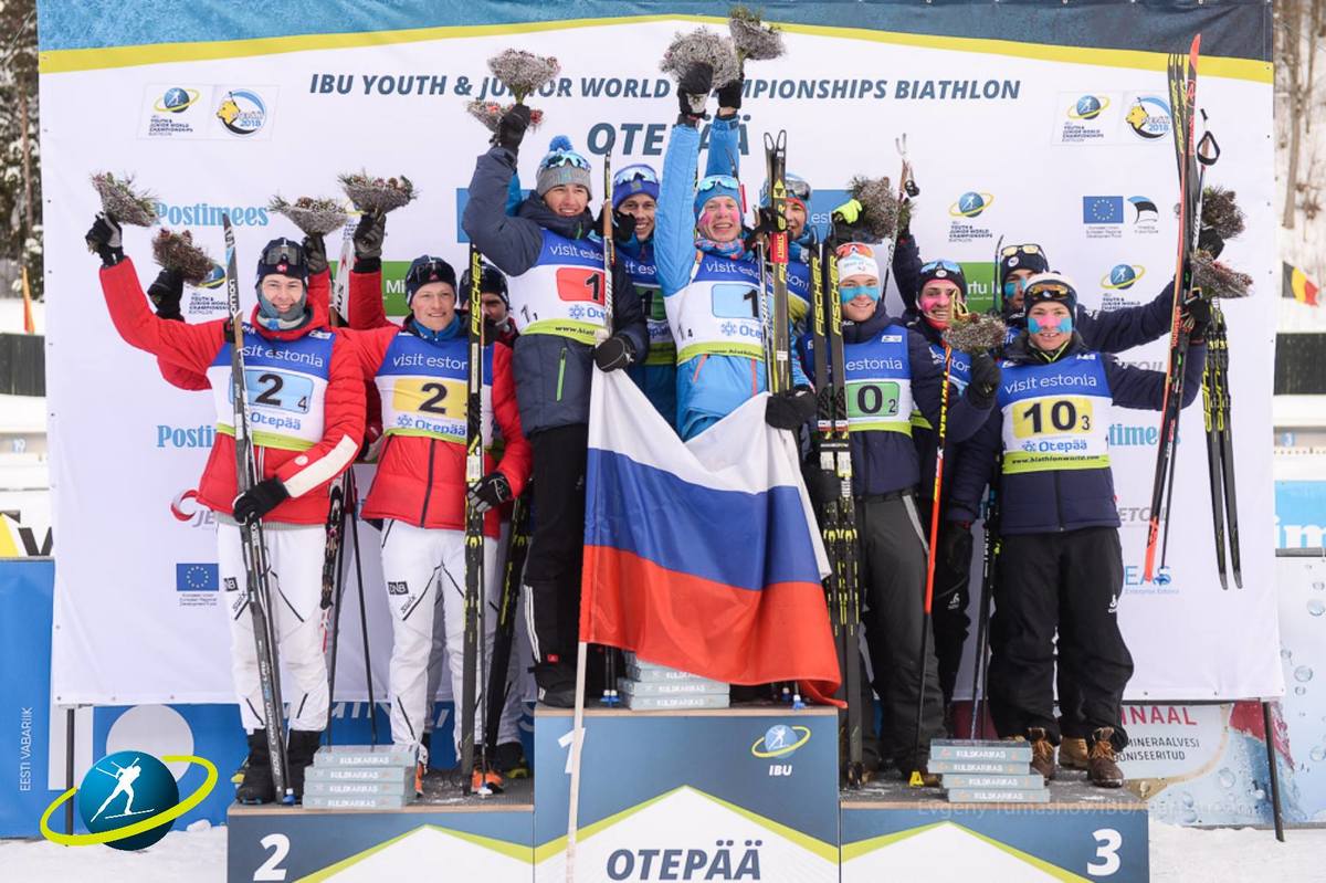 Российские юниоры выиграли эстафету на Чемпионате мира по биатлону-2018 в эстонском Отепя!