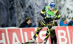 Alexis Boeuf of France competes on his way to the 15th place during the men's Biathlon 10 km sprint race on December 4, 2010 in Oestersund.