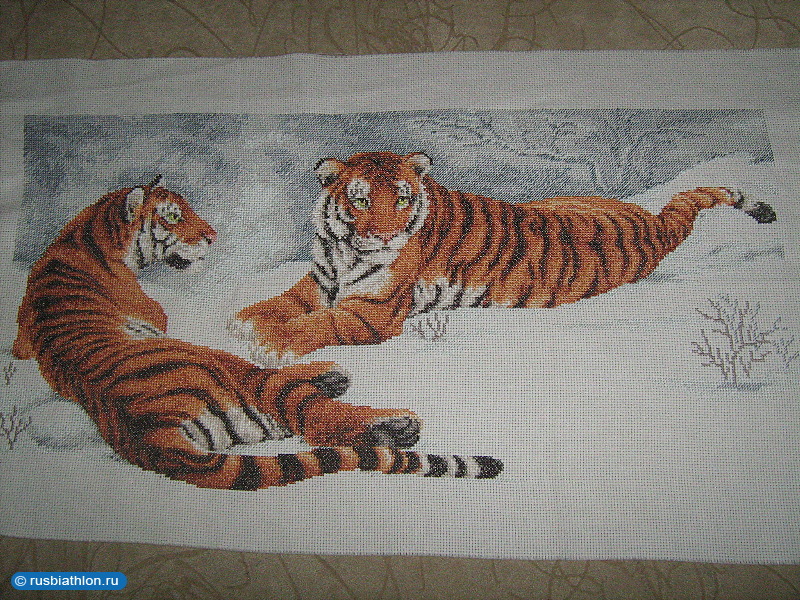 амурские тигры (вышивка)