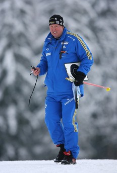 HOCHFILZEN, AUSTRIA - DECEMBER 13: Swedens Headcoach Wolfgang Pichler of Germany is seen during the women's 4x6km relay on December 13, 2009 in Hochfilzen, Austria.