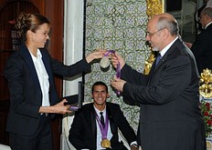 Летние Олимпийские игры Tunisian Prime Minister Hamadi Jebali (R) meets Olympic silver фото