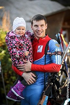 Биатлон Евгений Устюгов с дочкой.