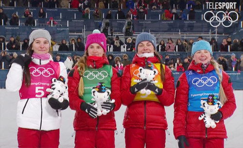 Женская сборная России — бронзовый призер в лыжной эстафете на Олимпиаде-2018 в южнокорейском Пхенчхане!