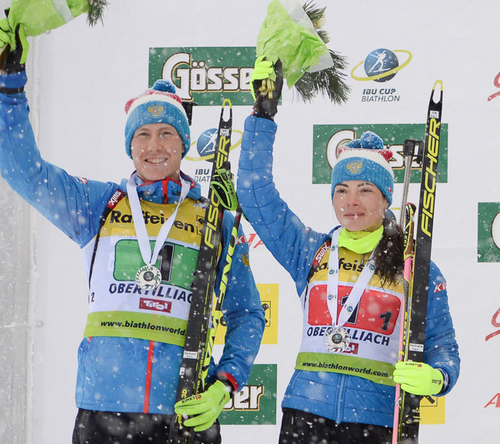 Россияне Поршнева и Поварницын — серебряные призеры в супермиксте на 3 этапе Кубка IBU в Обертиллахе