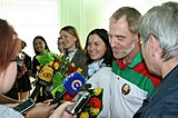 Биатлон Вручение женской сборной Беларуси бронзовых медалей эстафеты ЧМ-2011